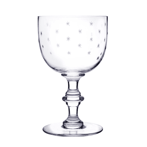 Image showing the Stars Set of 4 Patterned Crystal Wine Goblets, 250ml, Clear product.