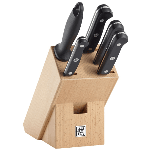 Image showing the Gourmet 6 piece knife block set, natural wood product.