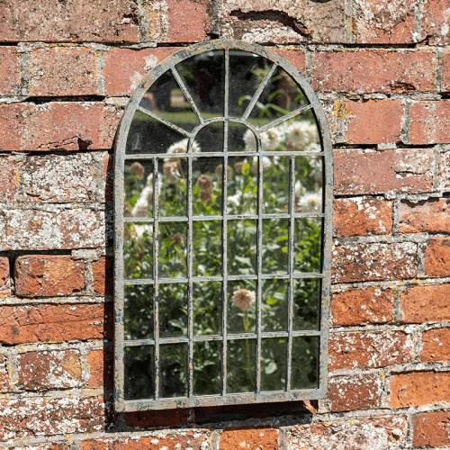 Image showing the Arch Window Outdoor Mirror, 60cm, Grey product.