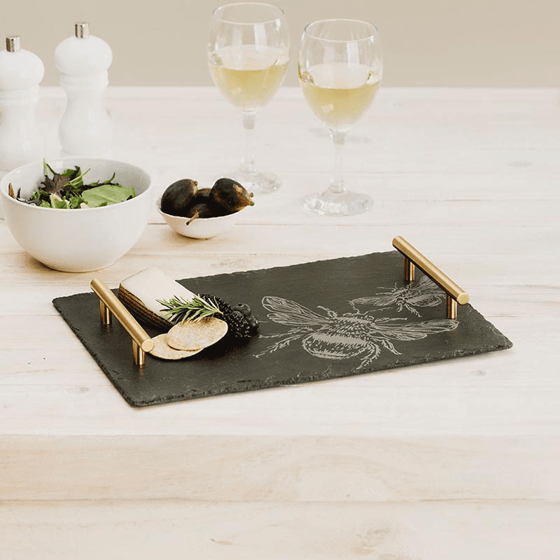 Bee Medium Slate Serving Tray, H25 x W35cm, Black