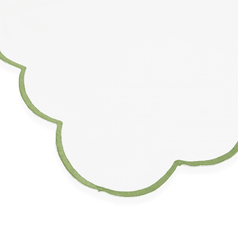 Annabelle Scalloped Pair of Standard Pillowcases, Asparagus