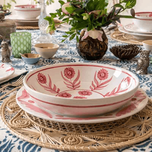 Image showing the Summer Flower, Pink Shallow Bowl product.