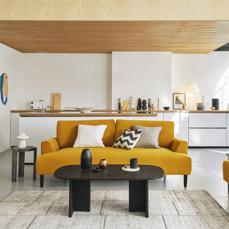 Model 05 3 Seater Velvet Sofa, Mustard