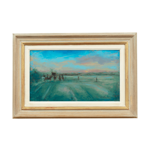 Image showing the Horses Gathering Framed Oil Painting on Board, 40 x 54cm, Multi product.