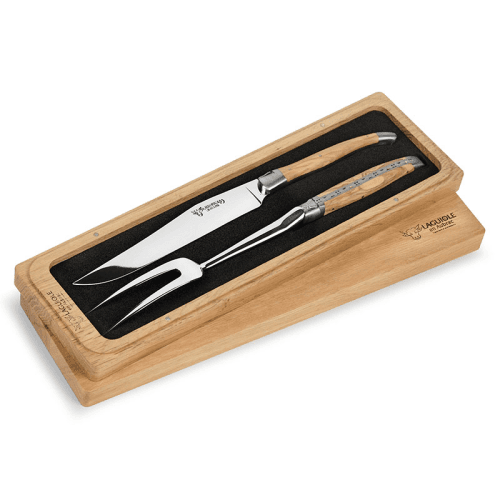 Image showing the Laguiole 2-piece Carving Set, Deerwood Handles product.