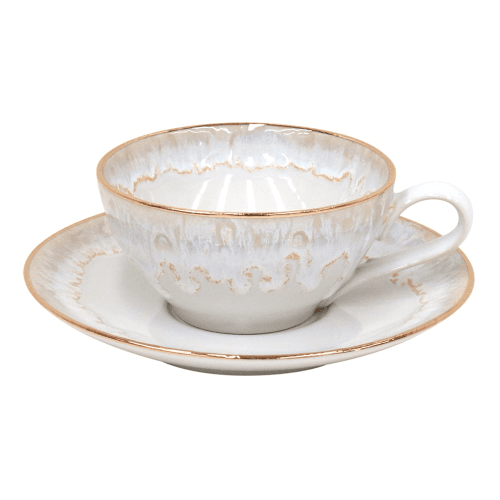 Image showing the Taormina Set of 6 teacups and saucers, 20cl, White/Gold product.