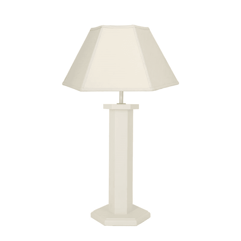 Hexagon Linen Lampshade, 14", Cream/Cream Trim