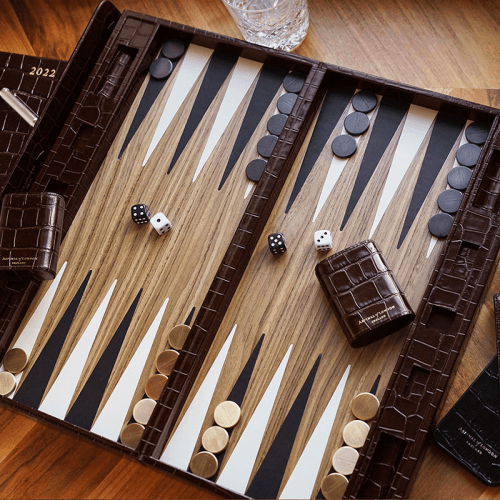 Image showing the Backgammon Set, L45 x W30cm, Amazon Brown Croc product.