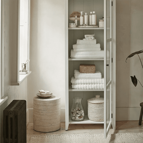 Image showing the Malton Whitewashed Rattan Stool, H42cm, White product.