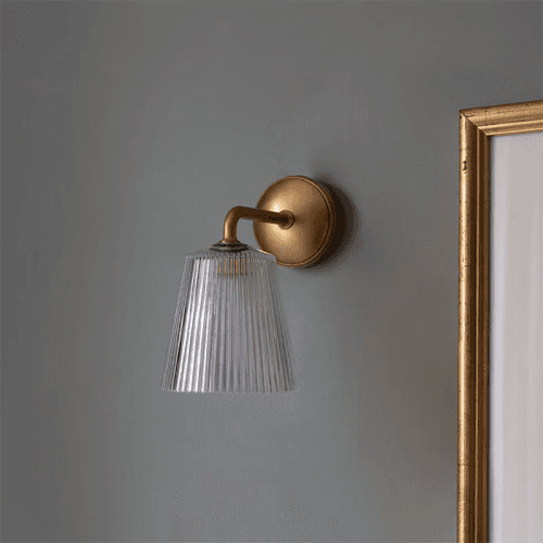 Image showing the Richmond  Flutted Glass Wall Light, H17cm, Antique Brass product.