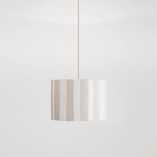 Image showing the Stripe Drum Shade, 35cm, Sand & White product.