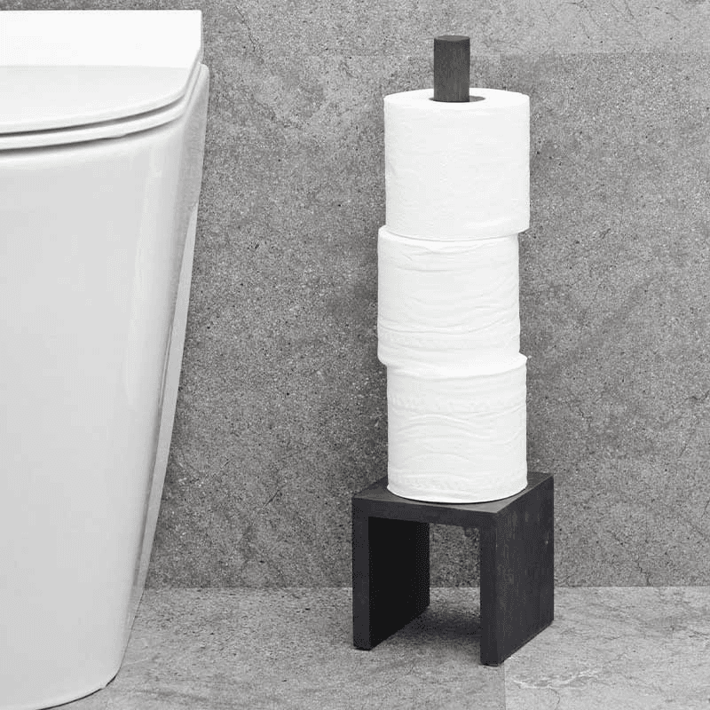 Cosmos Toilet Roll Holder, H48.5cm, Dark Oak