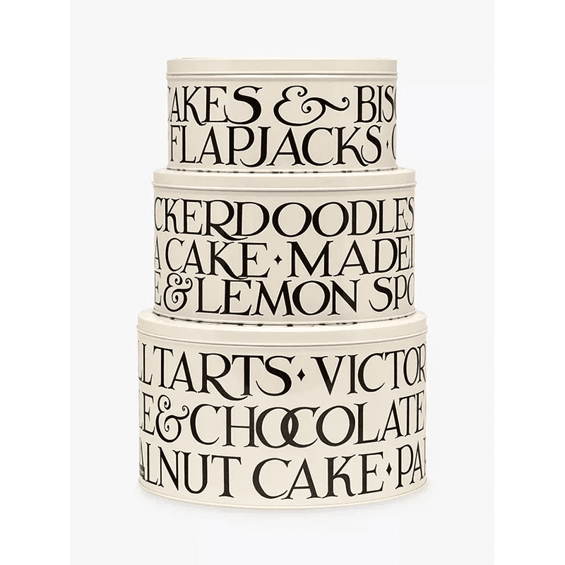 Black Toast Set 3 Round Cake Tins, 25cm x 14cm, Cream / Black