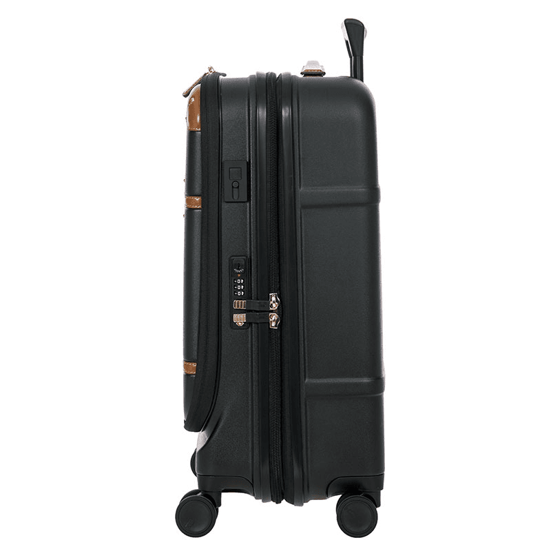 Bellagio Carry-On Suitcase with Front Pocket, H55 x L38 x W23/27cm, Black