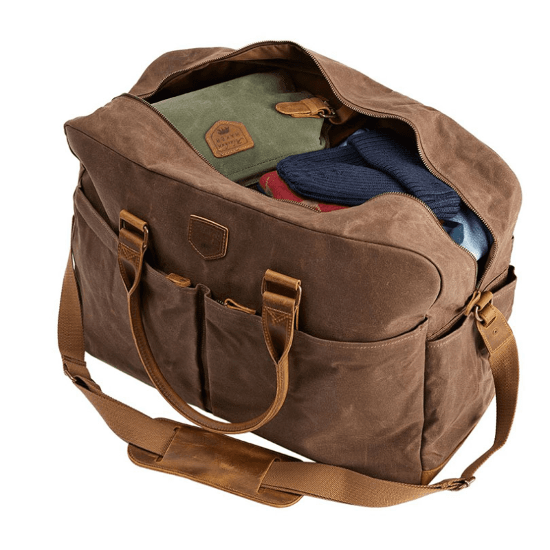 Waxed Canvas Weekend Bag, Tobacco Brown