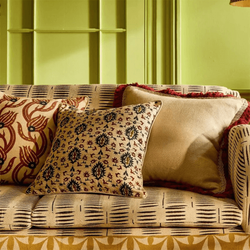 Image showing the Joti Embroidered Cushion Cover, 51 x 51cm, Blue & Natural product.