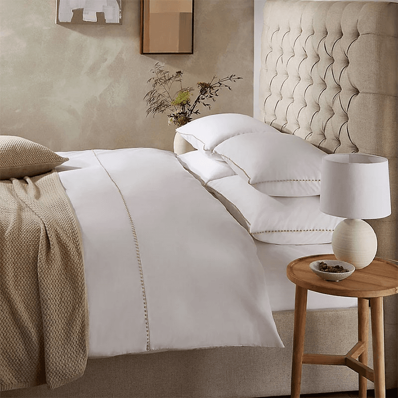 Avignon Super King Duvet Cover, White/Natural