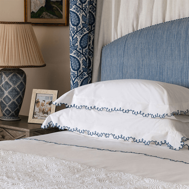 Thea Scalloped Oxford Pillowcase, Standard, Denim