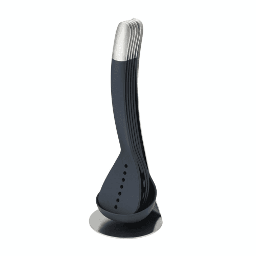 Image showing the Nest 5 piece utensil set with holder, Black product.