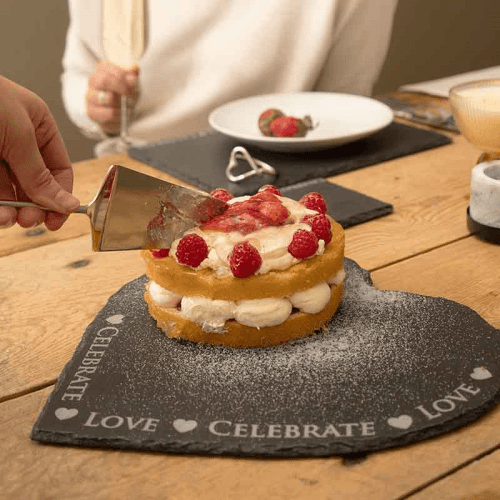 Image showing the Love & Celebrate Slate Serving Board, L30cm x W30cm, Black product.