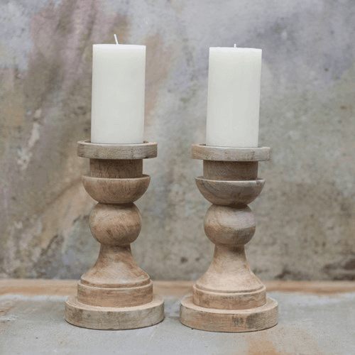 Image showing the Kibibi Candlestick H23cm, Mango Wood product.