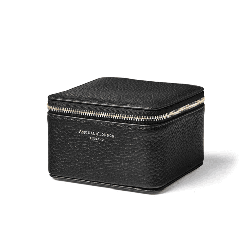 Image showing the Travel Watch & Ring Box, L12 x W12cm, Black Pebble product.