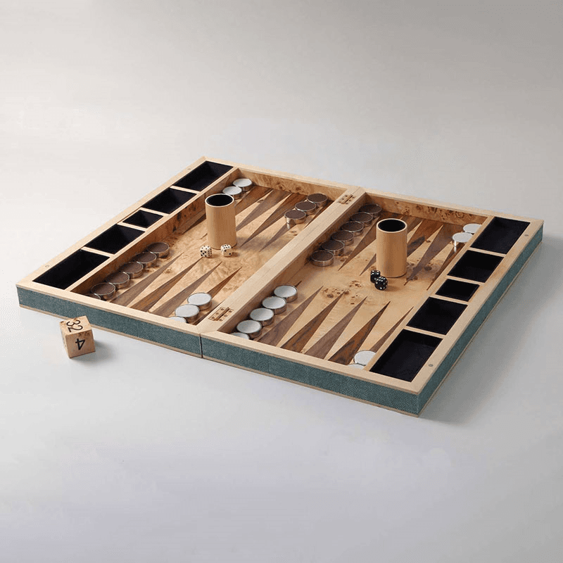Backgammon Board, 54 x 34cm, Teal Shagreen