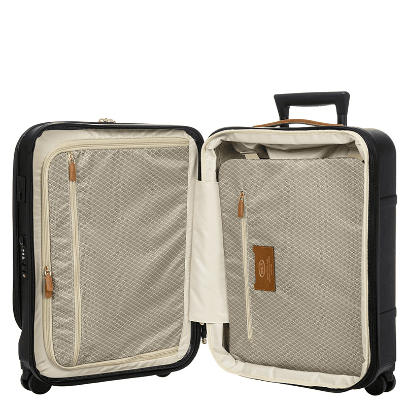 Bellagio Carry-On Suitcase with Front Pocket, H55 x L38 x W23/27cm, Black