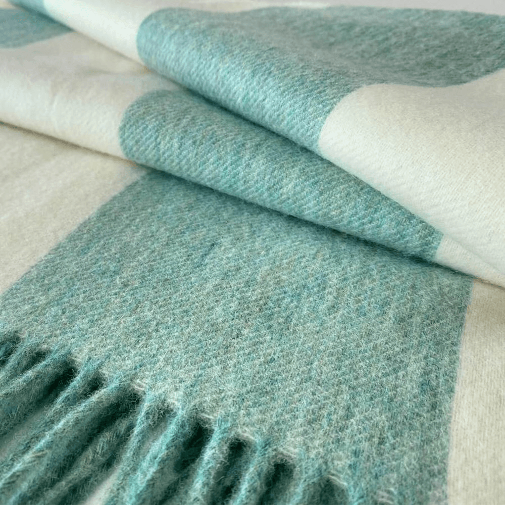 The Millay Merino Lambswool Throw, 140 x 185cm, Green