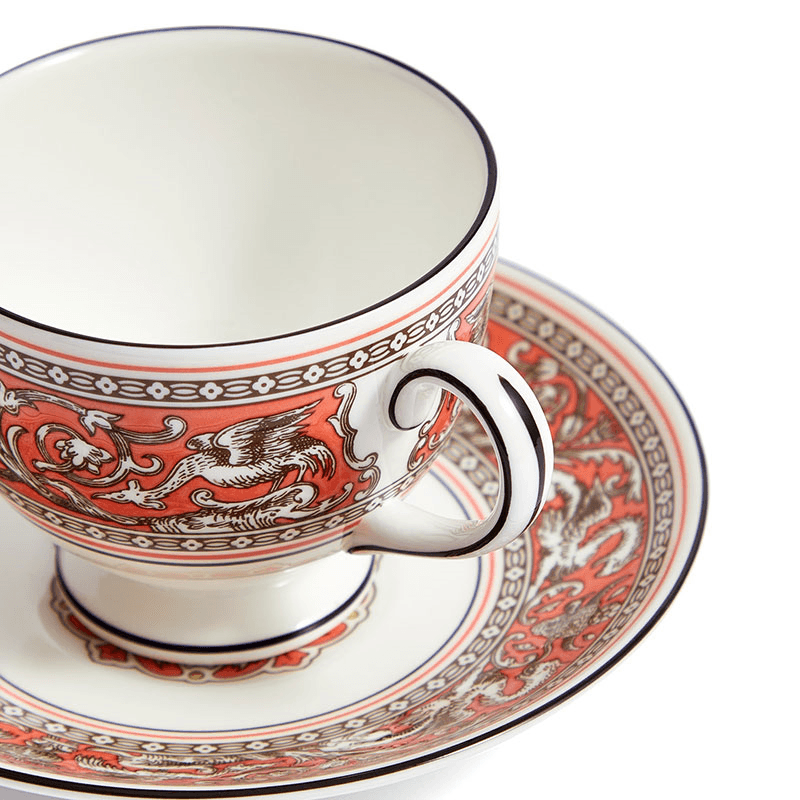 Florentine Teacup and Saucer, 174ml, Salmon