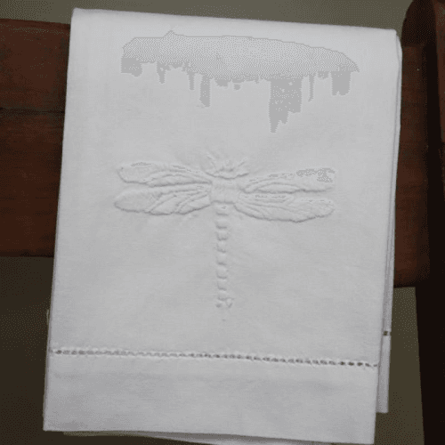 Image showing the Dragonfly Hand Towel, 38 x 58cm, White/Blue product.