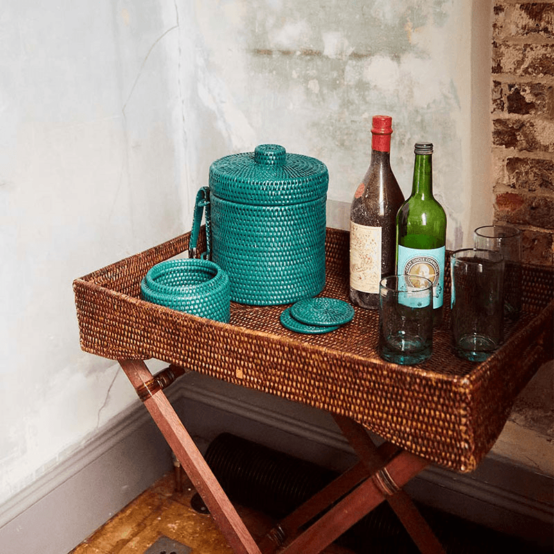Savoy Rattan Butlers Tray, 65 x 40 x 75cm, Brown