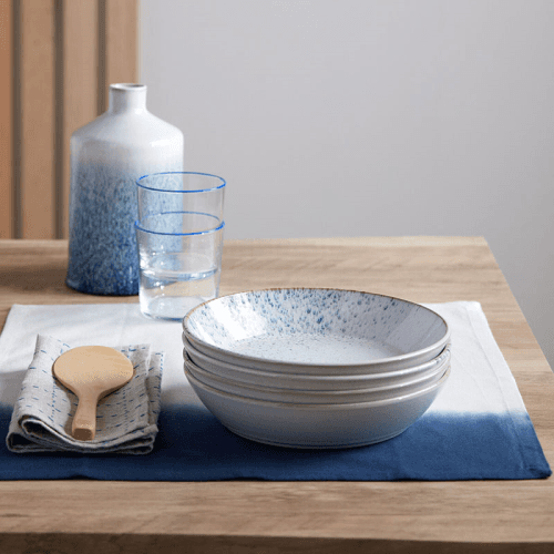 Image showing the Kiln Blue Set of 4 Pasta Bowls, D22cm product.