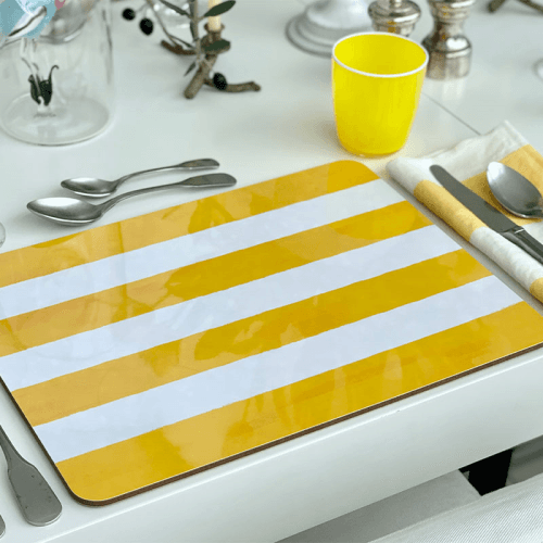 Image showing the Stripe Rectangle Placemat, 38 x 29 cm, Lemon Yellow product.