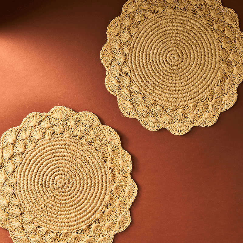 Clara Set of 2 Woven Placemats, D39cm, Natural