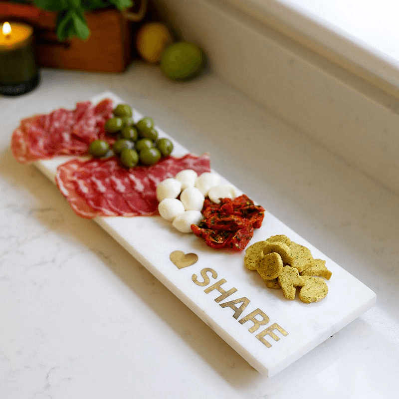 Marble Sharing Platter, L35 x W14cm, White