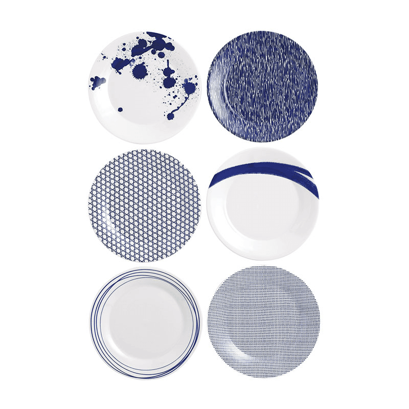 Pacific Set of 6 dessert plates, 23cm, Assorted
