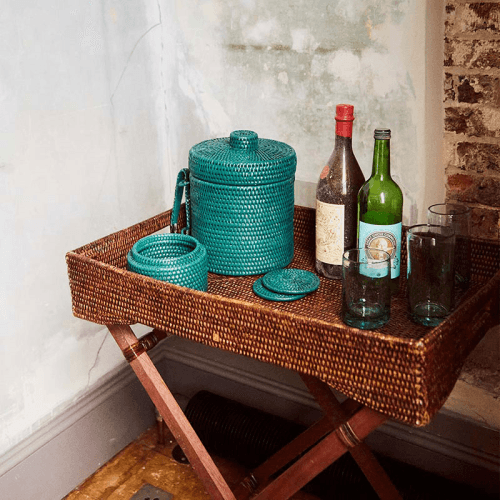 Image showing the Savoy Rattan Butlers Tray, 65 x 40 x 75cm, Brown product.