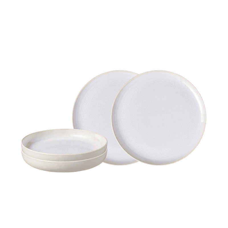Crafted Cotton 4 Piece Dinner Set, White