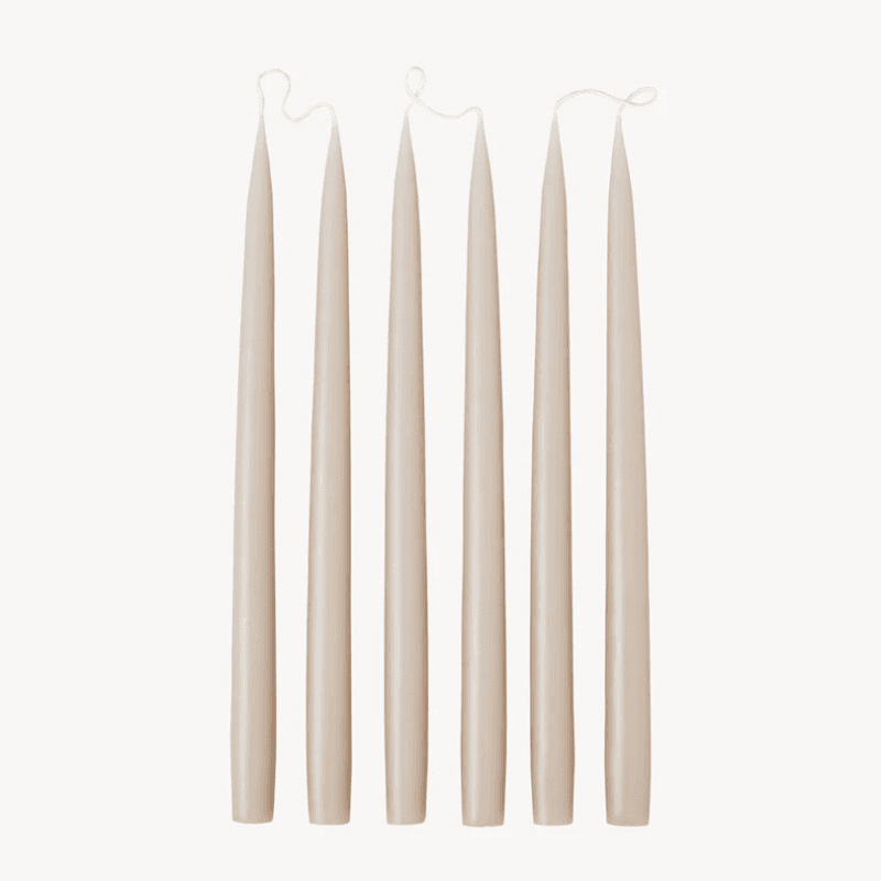 Set of 6 Tapered Dinner Candles, H35cm, Latte