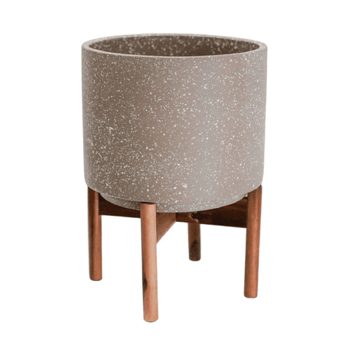 Image showing the Valetta Speckled Planter with Stand, H37cm, Caramel product.