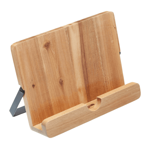 Image showing the Natural Elements Cookbook/tablet stand, Wood With Black Metal Stand product.