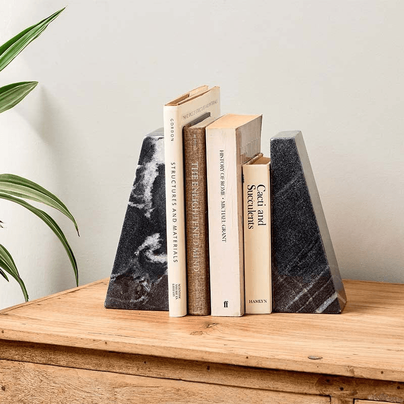 Juda Marble Bookends, H20cm, Black