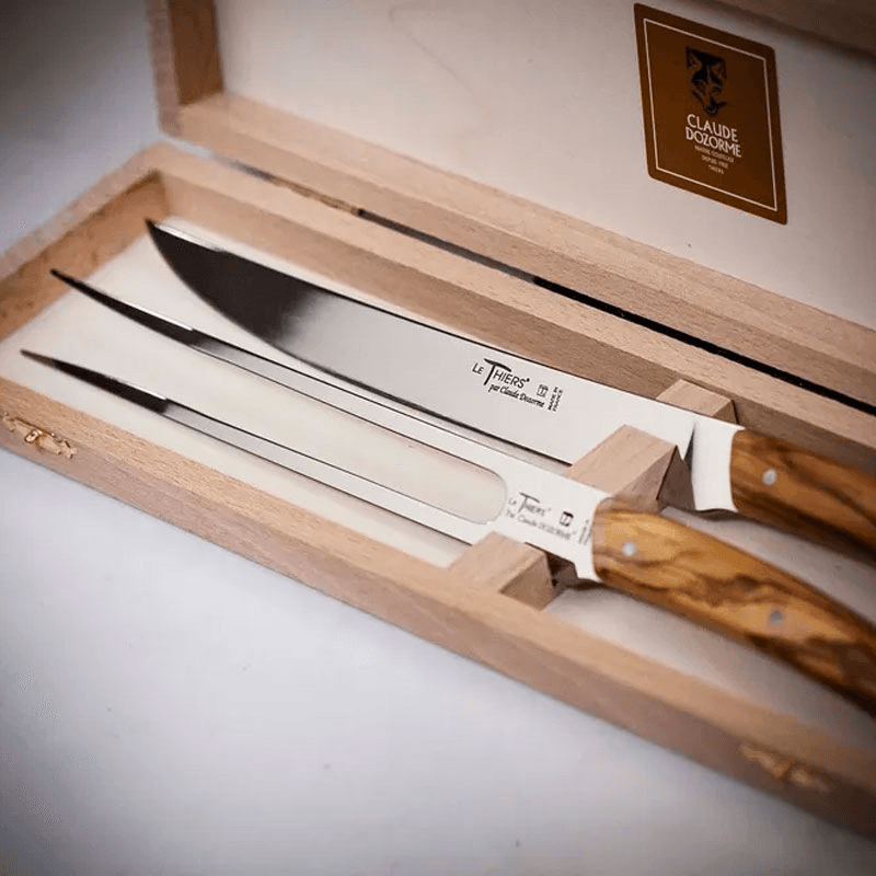 Thiers 2 piece carving set, Olive Wood