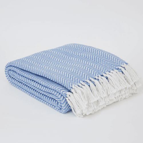 Image showing the Herringbone Blanket, 250cm x 130cm, Cobalt product.