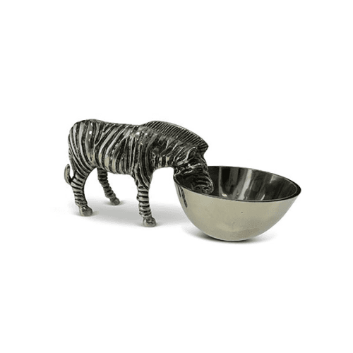 Image showing the Wild Zebra Nibbles Bowl, L26 x W12 x H11.5cm, Silver product.