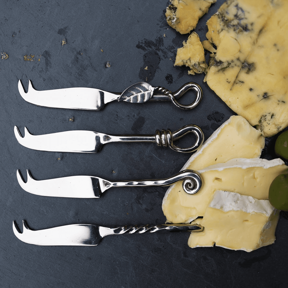 Mixed Designs Set of 4 mini cheese knives, 11cm, Stainless Steel