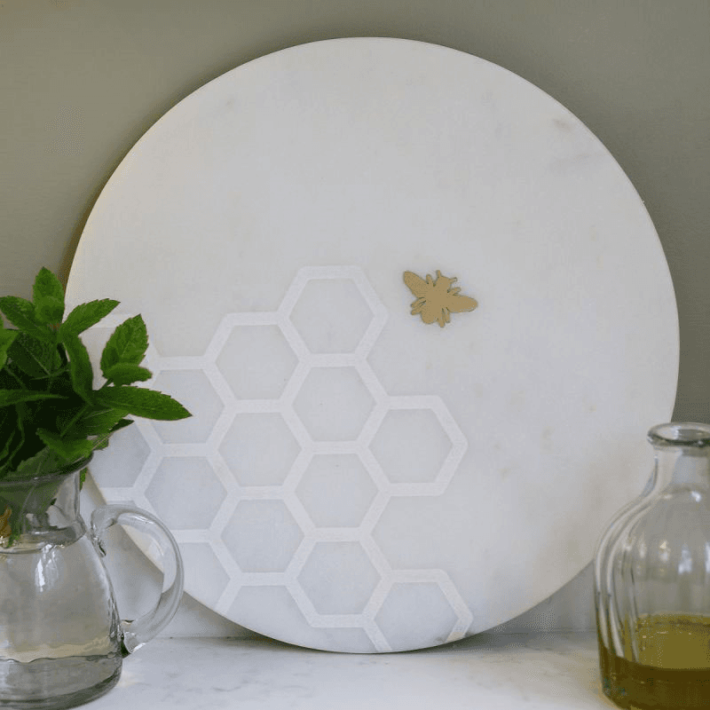 Bee Cheese Board, D30cm, White