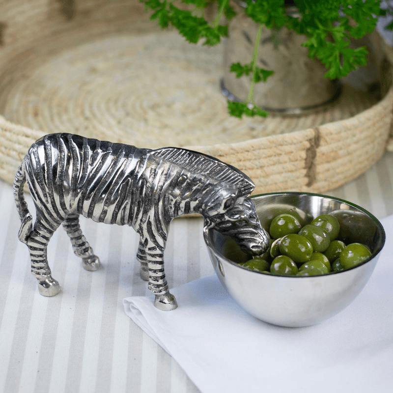 Wild Zebra Nibbles Bowl, L26 x W12 x H11.5cm, Silver