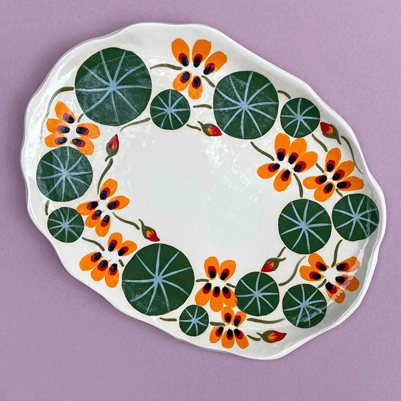 Minnie-Mae Studio Nasturtium Serving Platter, 27cm x 21cm, Multi